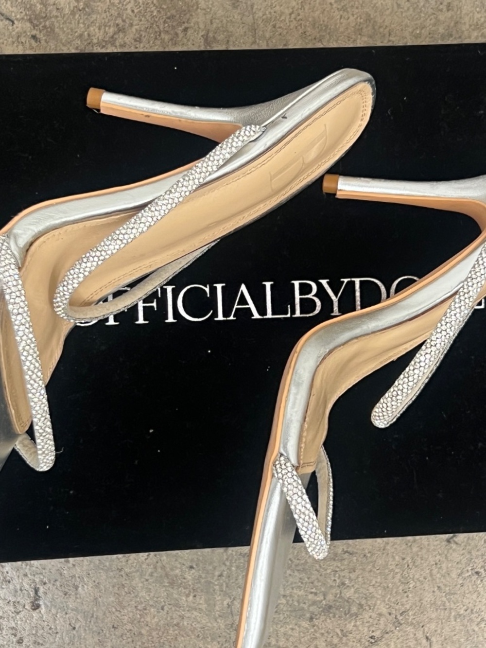 ByDose Silver Rhinestone Pointed Toe Mules - Picture 4 of 5